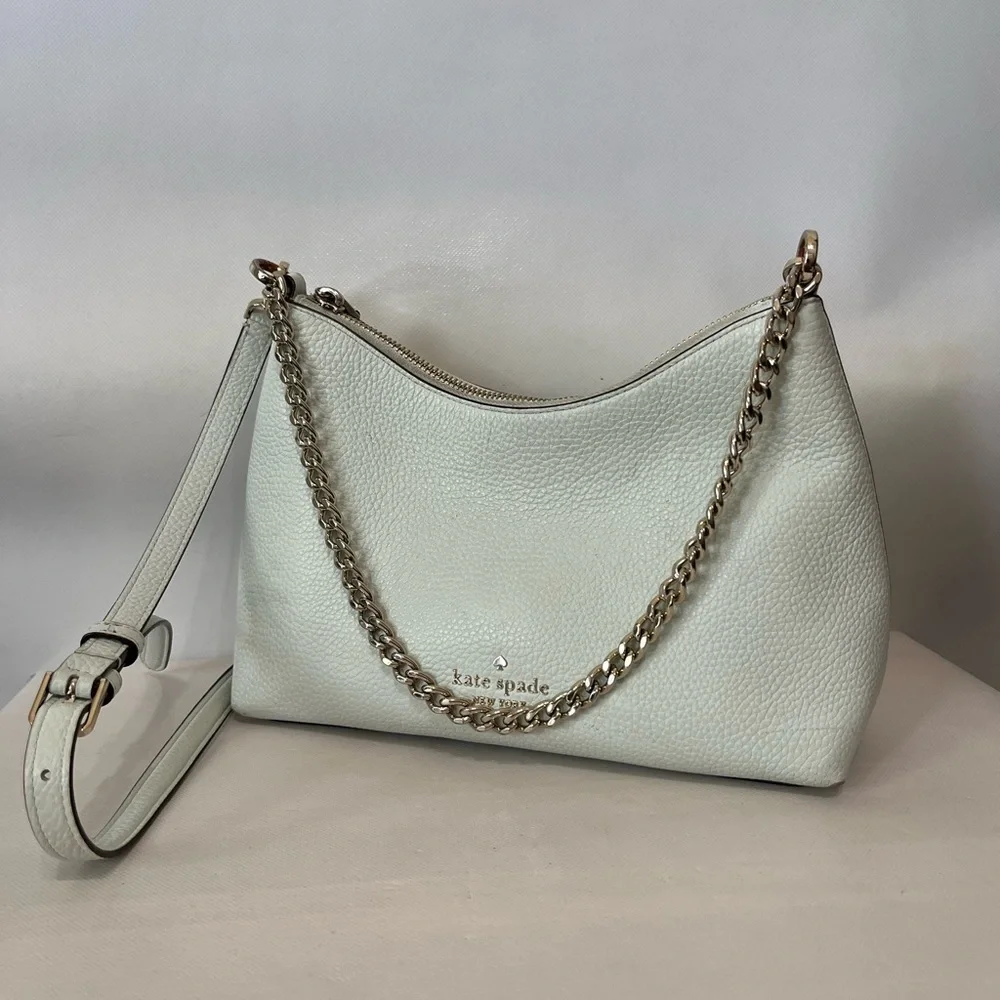 Kate Spade Zippy Pebble Leather Gold Chain Shoulder Bag